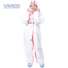 Bata de protección microporosa blanca desechable con tiras rojas