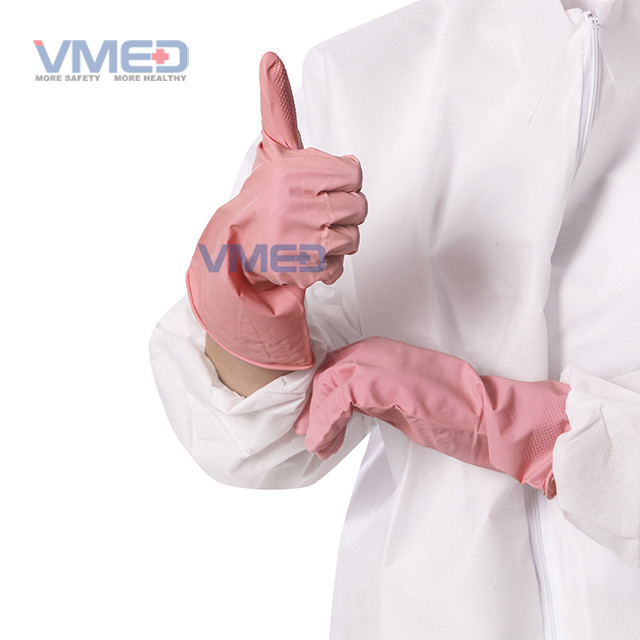 Guantes de látex rosa para el hogar